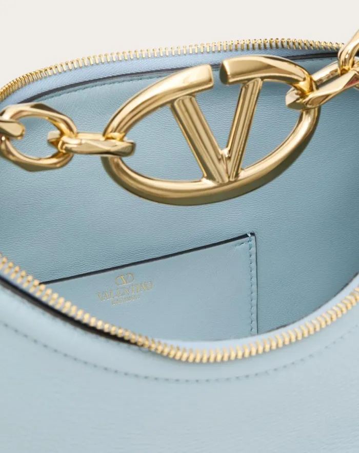 Valentino Shoulder Bags Woman Small Vlogo Moon Hobo Bag In Grainy Calfskin With Chain For Woman In Black Black Valentino Shoulder Bags Woman Small Vlogo Moon Hobo Bag In Grainy Calfskin With Chain For Woman In Black Black