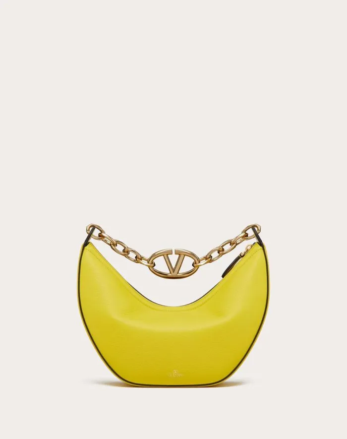 Valentino Shoulder Bags Woman Small Vlogo Moon Hobo Bag In Grainy Calfskin With Chain For Woman In Black Black Valentino Shoulder Bags Woman Small Vlogo Moon Hobo Bag In Grainy Calfskin With Chain For Woman In Black Black