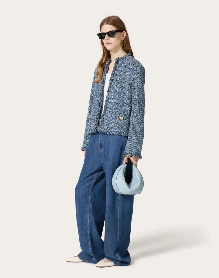 Valentino Shoulder Bags Woman Small Vlogo Moon Hobo Bag In Grainy Calfskin With Chain For Woman In Porcelain Blue Porcelain Blue Valentino Shoulder Bags Woman Small Vlogo Moon Hobo Bag In Grainy Calfskin With Chain For Woman In Porcelain Blue Porcelain Blue