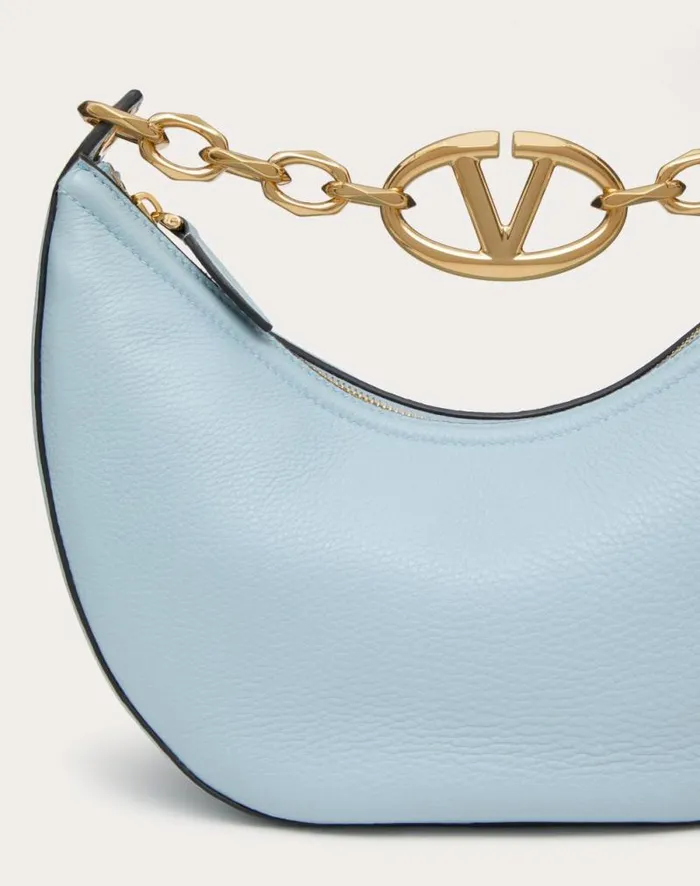 Valentino Shoulder Bags Woman Small Vlogo Moon Hobo Bag In Grainy Calfskin With Chain For Woman In Porcelain Blue Porcelain Blue Valentino Shoulder Bags Woman Small Vlogo Moon Hobo Bag In Grainy Calfskin With Chain For Woman In Porcelain Blue Porcelain Blue