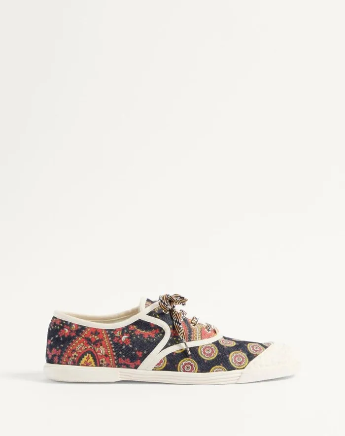 Valentino Sneakers Man Bay By Bay Sneakers In Voyage Imaginaire Denim Fabric For Man In Multicolorivory Multicolorivory Valentino Sneakers Man Bay By Bay Sneakers In Voyage Imaginaire Denim Fabric For Man In Multicolorivory Multicolorivory