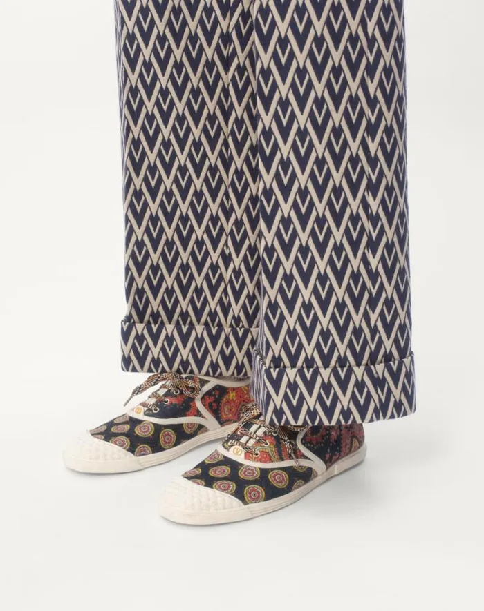 Valentino Sneakers Man Bay By Bay Sneakers In Voyage Imaginaire Denim Fabric For Man In Multicolorivory Multicolorivory Valentino Sneakers Man Bay By Bay Sneakers In Voyage Imaginaire Denim Fabric For Man In Multicolorivory Multicolorivory