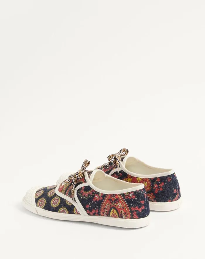 Valentino Sneakers Man Bay By Bay Sneakers In Voyage Imaginaire Denim Fabric For Man In Multicolorivory Multicolorivory Valentino Sneakers Man Bay By Bay Sneakers In Voyage Imaginaire Denim Fabric For Man In Multicolorivory Multicolorivory