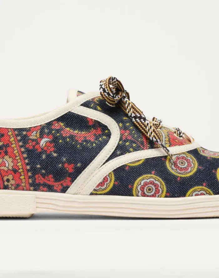 Valentino Sneakers Man Bay By Bay Sneakers In Voyage Imaginaire Denim Fabric For Man In Multicolorivory Multicolorivory Valentino Sneakers Man Bay By Bay Sneakers In Voyage Imaginaire Denim Fabric For Man In Multicolorivory Multicolorivory