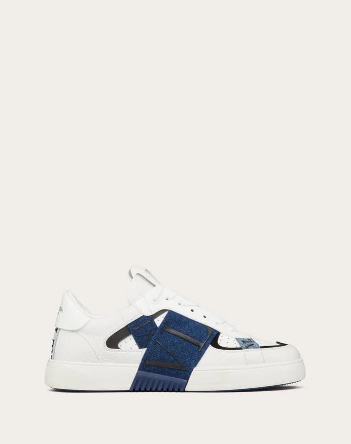Valentino Sneakers Man Lowtop Vl7n Sneakers In Calfskin And Denim For Man In Denimwhite Denimwhite Valentino Sneakers Man Lowtop Vl7n Sneakers In Calfskin And Denim For Man In Denimwhite Denimwhite