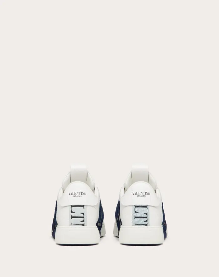 Valentino Sneakers Man Lowtop Vl7n Sneakers In Calfskin And Denim For Man In Denimwhite Denimwhite Valentino Sneakers Man Lowtop Vl7n Sneakers In Calfskin And Denim For Man In Denimwhite Denimwhite
