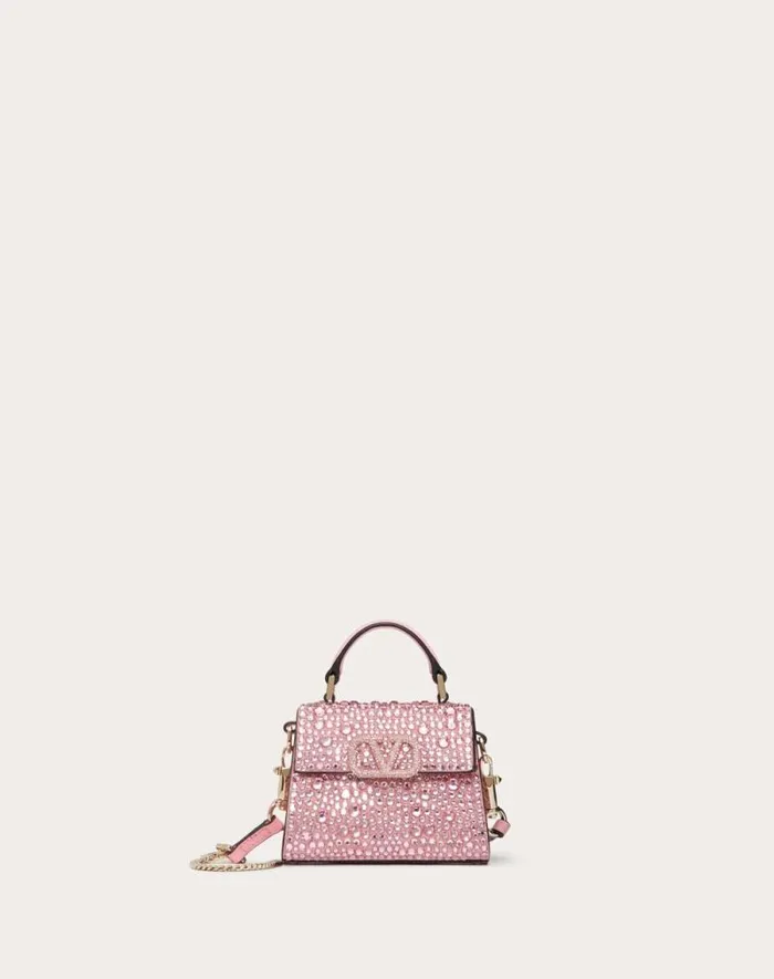 Valentino Top Handle Bags Woman Micro Vsling Embroidered Handbag For Woman In Rosebubble Rosebubble Valentino Top Handle Bags Woman Micro Vsling Embroidered Handbag For Woman In Rosebubble Rosebubble