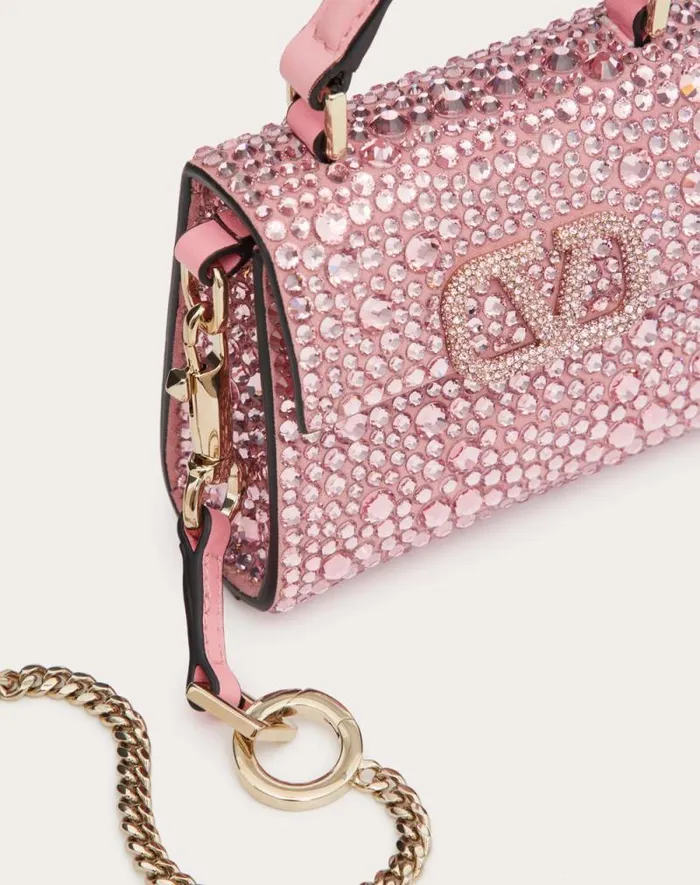 Valentino Top Handle Bags Woman Micro Vsling Embroidered Handbag For Woman In Rosebubble Rosebubble Valentino Top Handle Bags Woman Micro Vsling Embroidered Handbag For Woman In Rosebubble Rosebubble