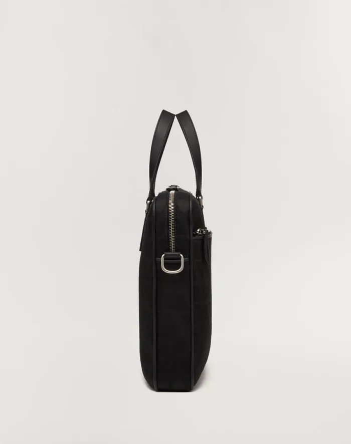Valentino Totes Man Toile Iconographe Technical Fabric Work Bag With Leather Details For Man In Black Black Valentino Totes Man Toile Iconographe Technical Fabric Work Bag With Leather Details For Man In Black Black