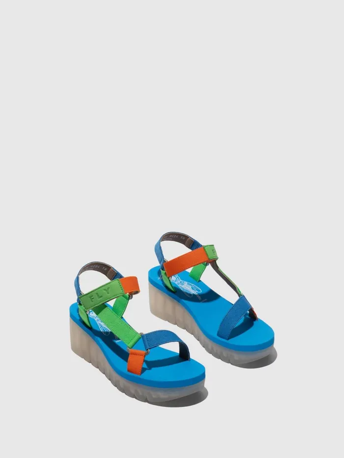 Velcro Sandals YEFA726FLY PISTACHIOMULTICOLORAZURRE Women Fly London Sandals