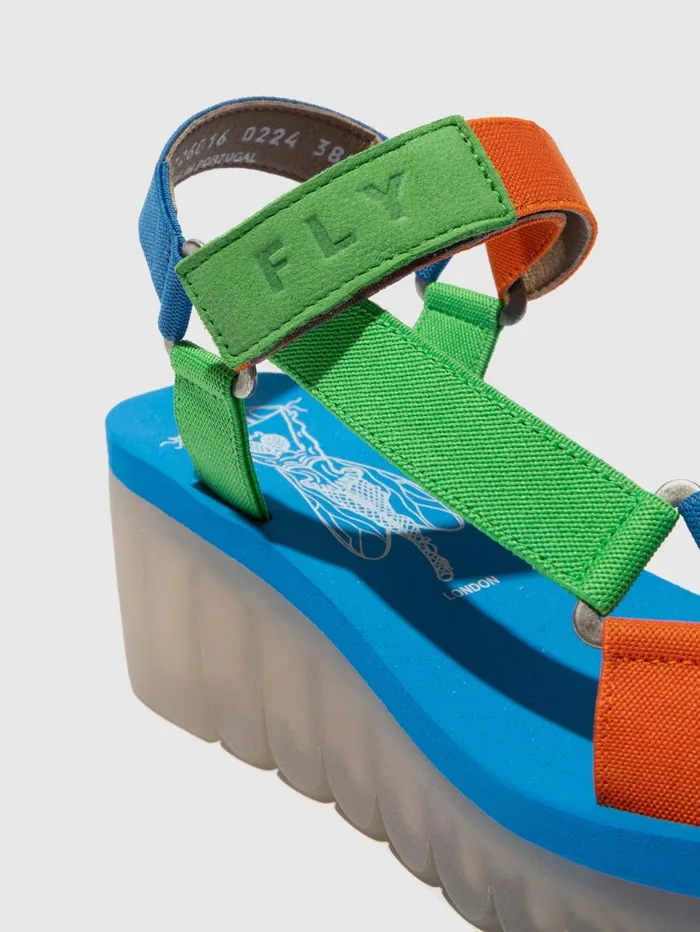 Velcro Sandals YEFA726FLY PISTACHIOMULTICOLORAZURRE Women Fly London Sandals