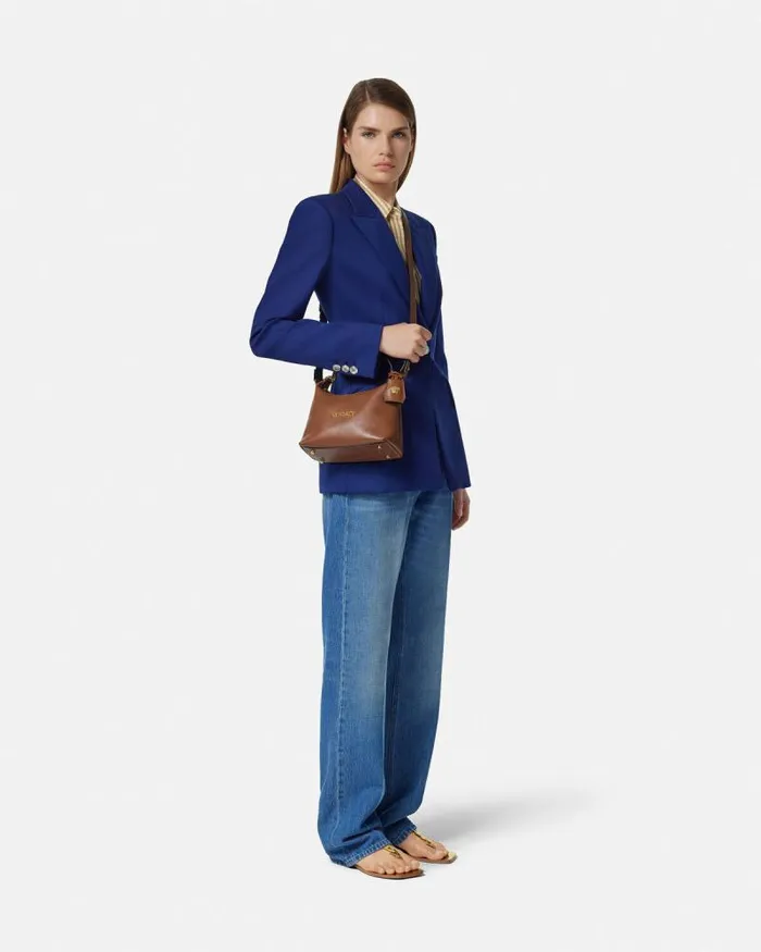 Versace Tag Hobo Handbag Brown Women Versace Top Handle
