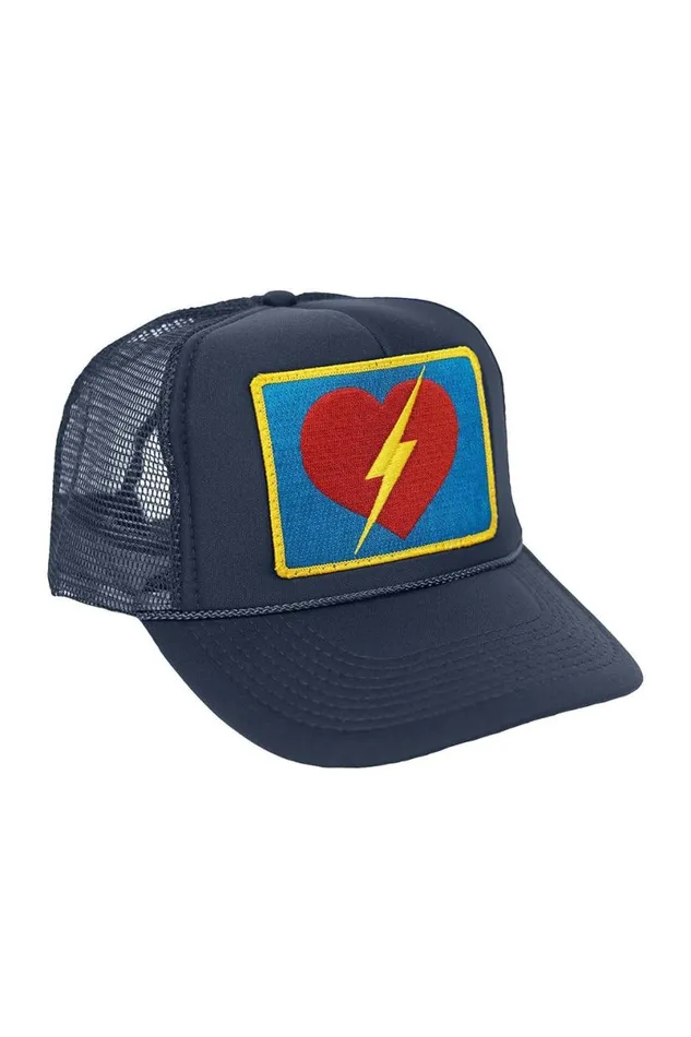 Vintage Bolt Heart Trucker Hat WomenMen Aviator Nation Trucker Hats