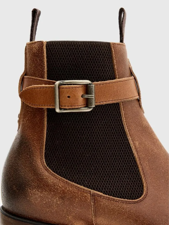 WALKER BUCKLE CHELSEA BOOT Lt Brown Men John Varvatos Leather Boots