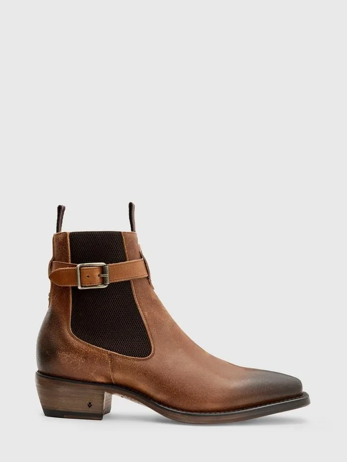 WALKER BUCKLE CHELSEA BOOT Lt Brown Men John Varvatos Leather Boots