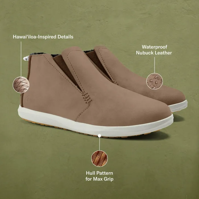 Waterproof Women Olukai Hawaiiloa Manu Hope Booties Taupe Grey Off White