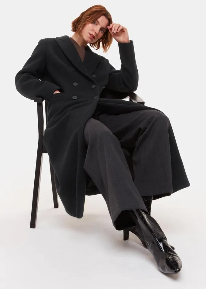 Whistles Coats and Jackets Black Lori Longline Coat 8211 Women