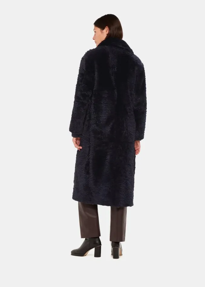 Whistles Coats and Jackets Navy Camille Shearling Coat 8211 Women
