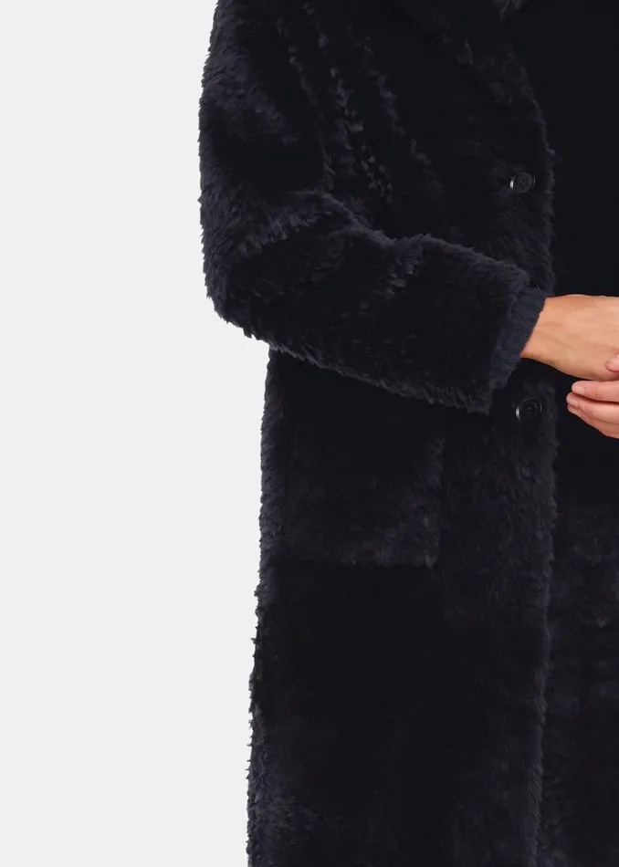 Whistles Coats and Jackets Navy Camille Shearling Coat 8211 Women