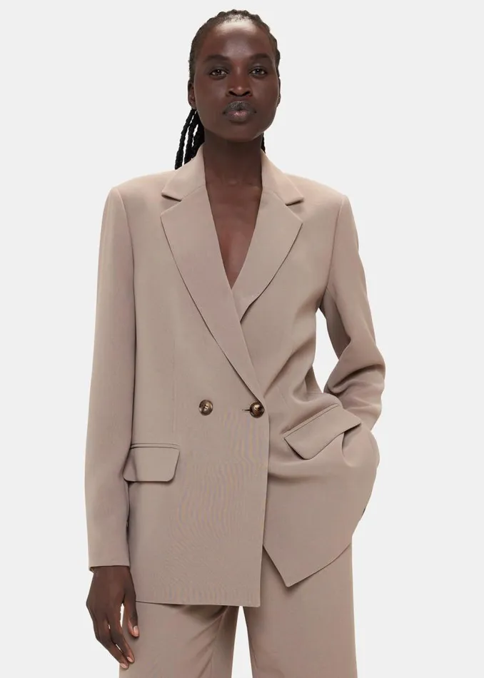 Whistles Coats and Jackets Taupe Nina Double Breasted Blazer 8211 Women