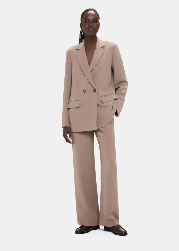 Whistles Coats and Jackets Taupe Nina Double Breasted Blazer 8211 Women