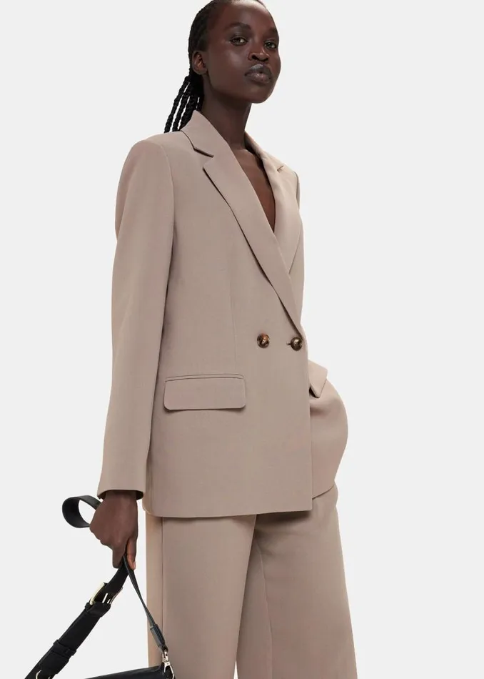 Whistles Coats and Jackets Taupe Nina Double Breasted Blazer 8211 Women