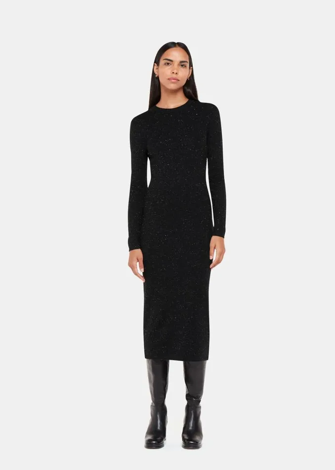 Whistles Dresses Black Annie Sparkle Knit Sweater Dress 8211 Women