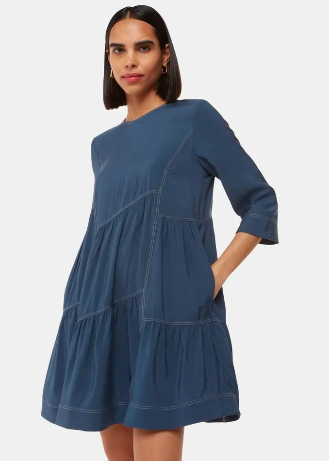 Whistles Dresses Blue Phoebe Seam Trapeze Dress 8211 Women