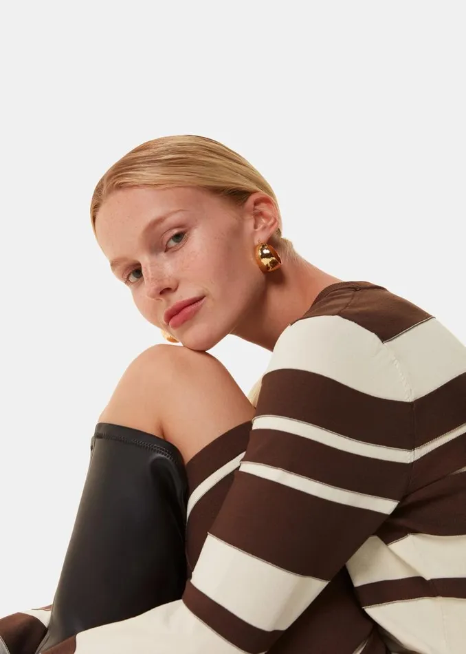 Whistles Dresses Brown Variegated Stripe Sweater Dress 8211 Women