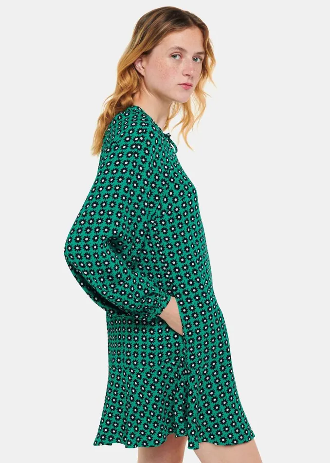 Whistles Dresses Green Floral Dot Flippy Dress 8211 Women
