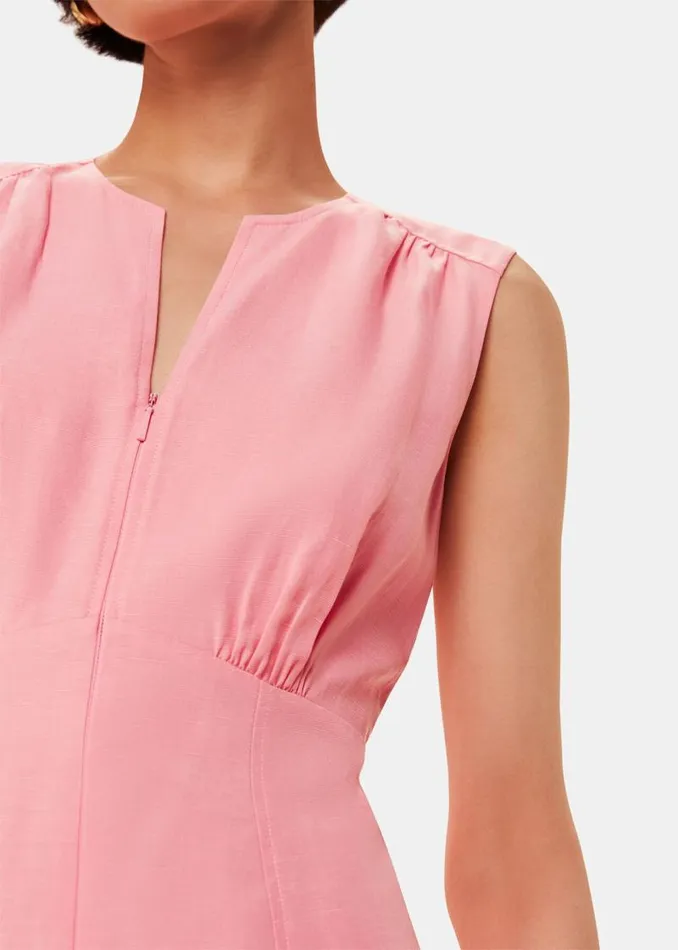Whistles Dresses Pink Abbie Linen Blend Midi Dress 8211 Women