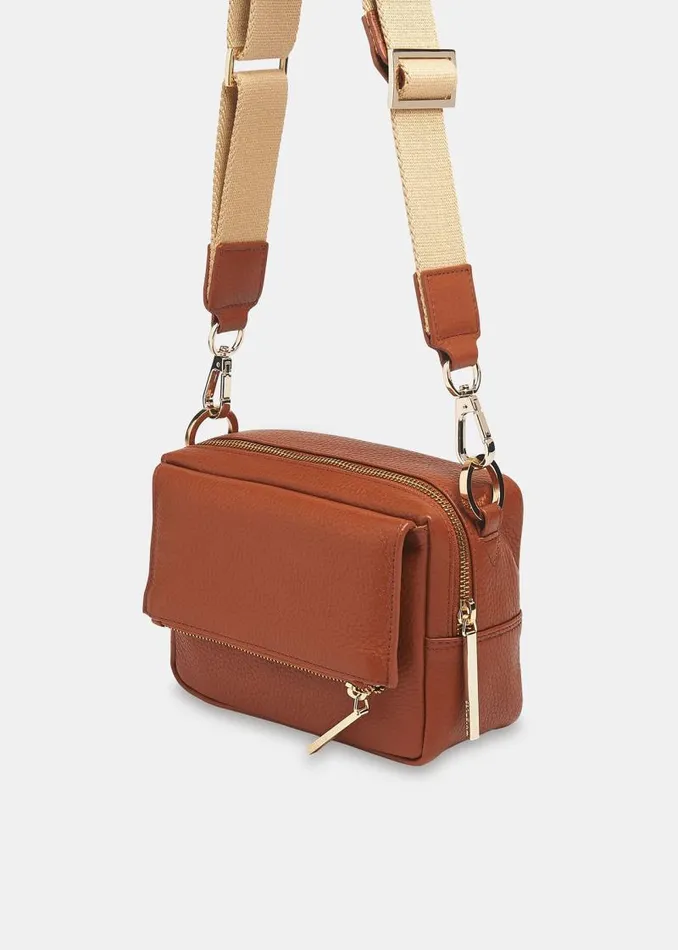 Whistles Leather Tan Bibi Crossbody Bag 8211 Women
