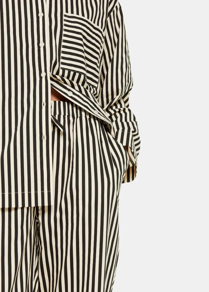 Whistles Pajamas Black Cotton Stripe Pajama Bottom 8211 Women