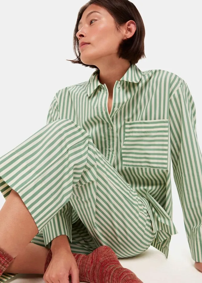 Whistles Pajamas Multicolour Cotton Stripe Pajama Bottom 8211 Women