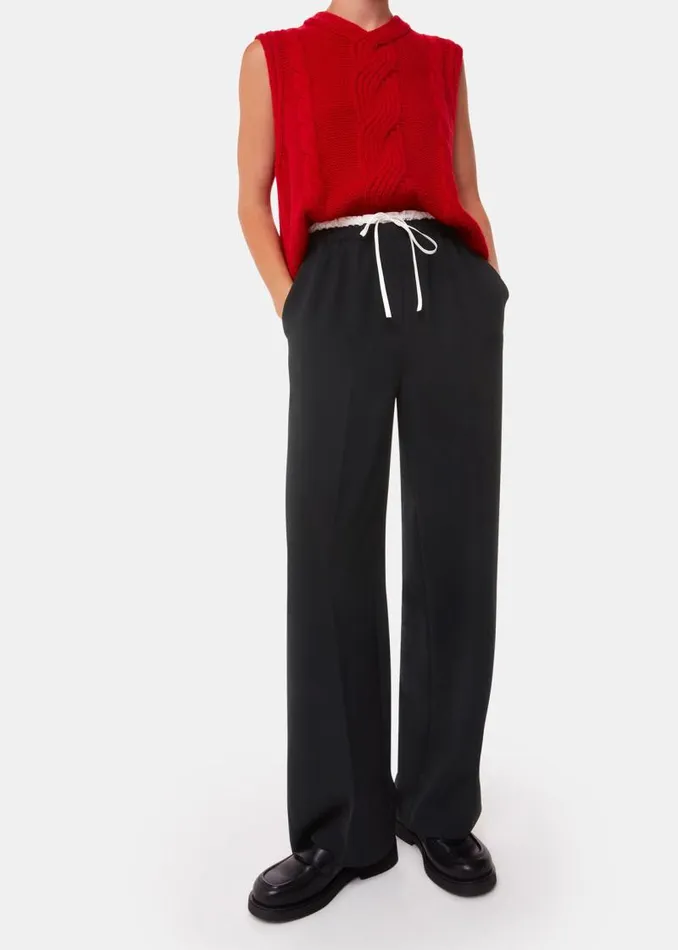 Whistles Pants Black Crepe Waistband Detail Pants 8211 Women
