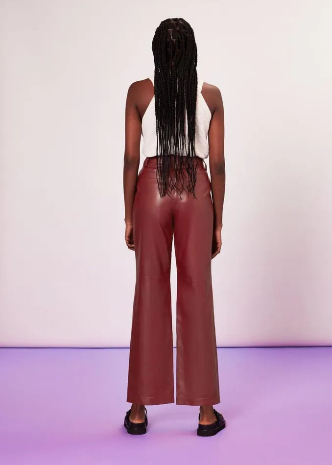 Whistles Pants Burgundy Emily Leather Pants 8211 Women