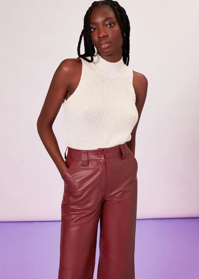 Whistles Pants Burgundy Emily Leather Pants 8211 Women