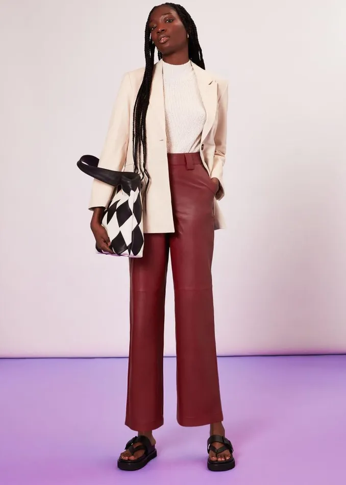 Whistles Pants Burgundy Emily Leather Pants 8211 Women