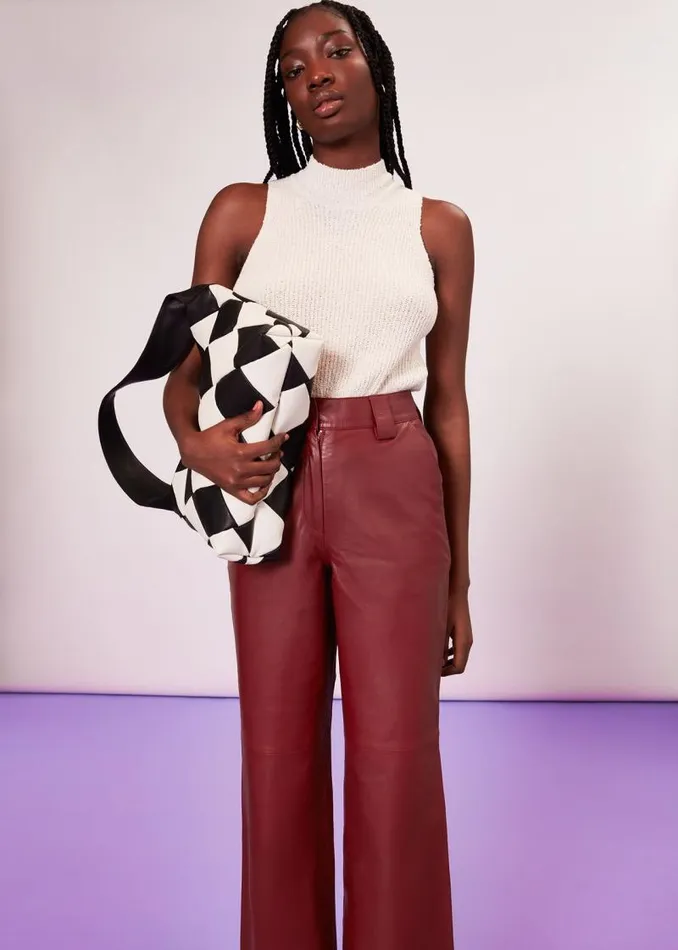 Whistles Pants Burgundy Emily Leather Pants 8211 Women