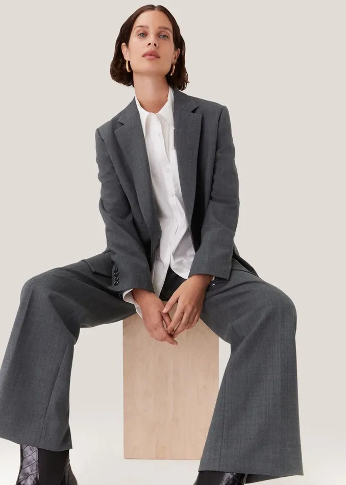 Whistles Pants Grey Marl Natalie Wool Blend Pants 8211 Women