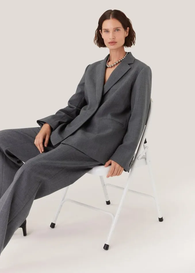 Whistles Pants Grey Marl Natalie Wool Blend Pants 8211 Women