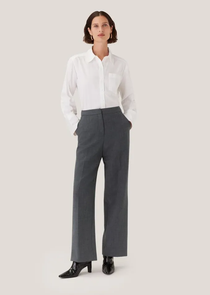 Whistles Pants Grey Marl Natalie Wool Blend Pants 8211 Women