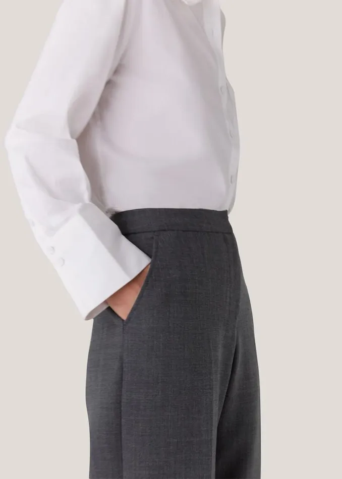 Whistles Pants Grey Marl Natalie Wool Blend Pants 8211 Women
