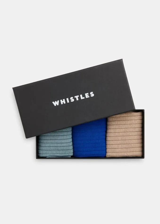 Whistles Socks and Pantyhose Blue Ribbed Socks Set Of 3 8211 Women