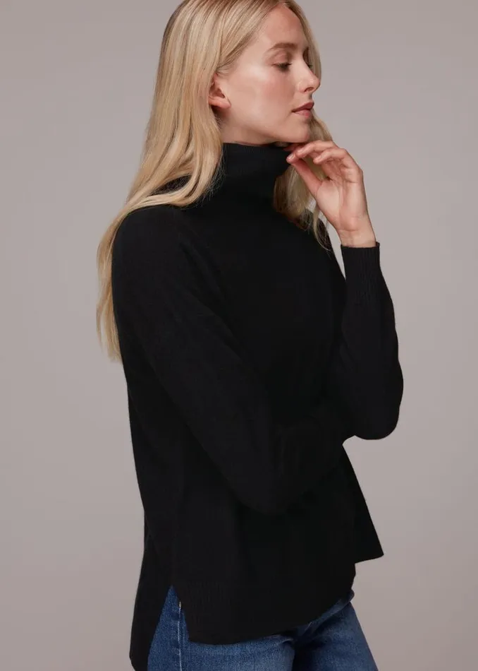 Whistles Sweaters and Cashmere Black Cashmere Turtleneck Sweater 8211 Women