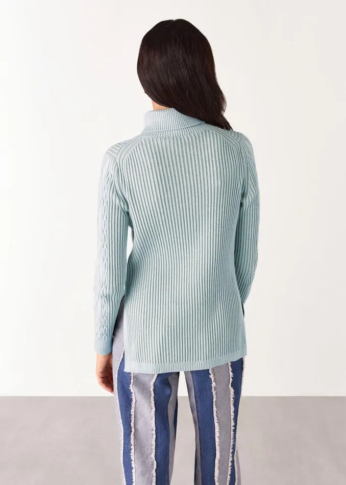 Whistles Sweaters and Cashmere Blue Aoife Fine Cable Turtleneck Sweater 8211 Women