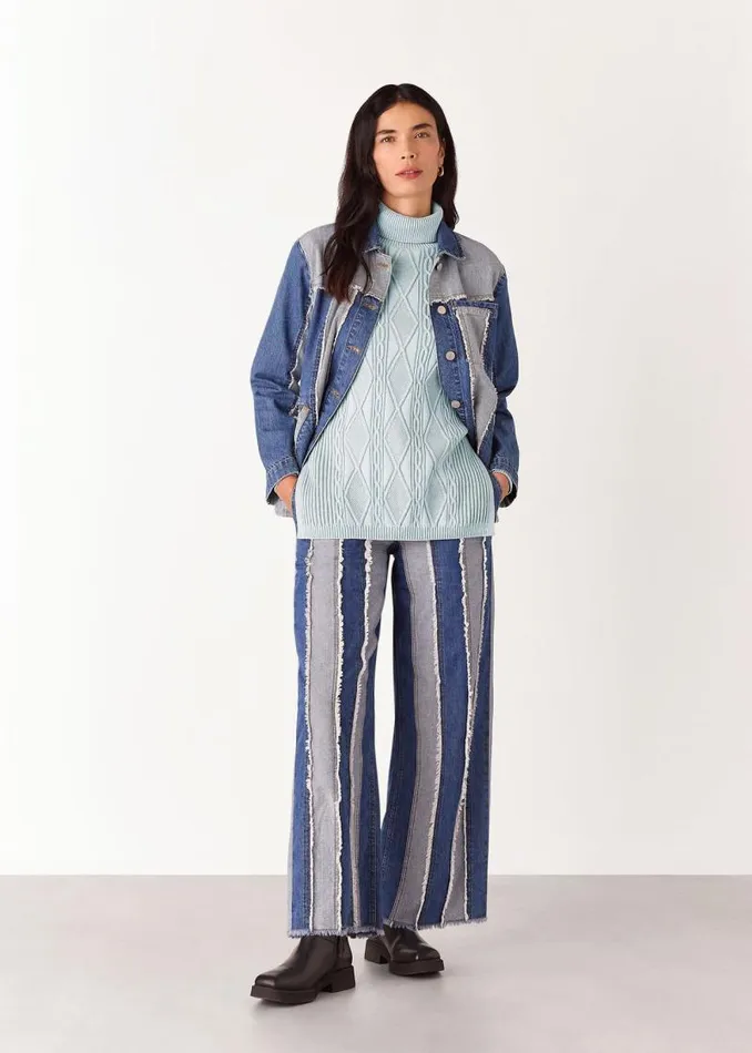 Whistles Sweaters and Cashmere Blue Aoife Fine Cable Turtleneck Sweater 8211 Women