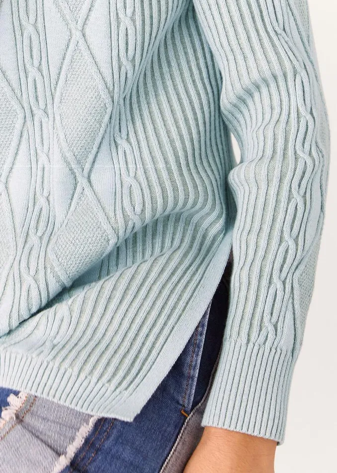 Whistles Sweaters and Cashmere Blue Aoife Fine Cable Turtleneck Sweater 8211 Women