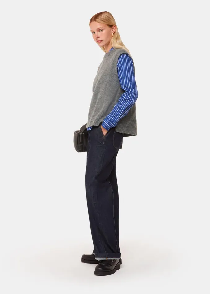 Whistles Sweaters and Cashmere Grey Wool Sleeveless Sweater Vest 8211 Women