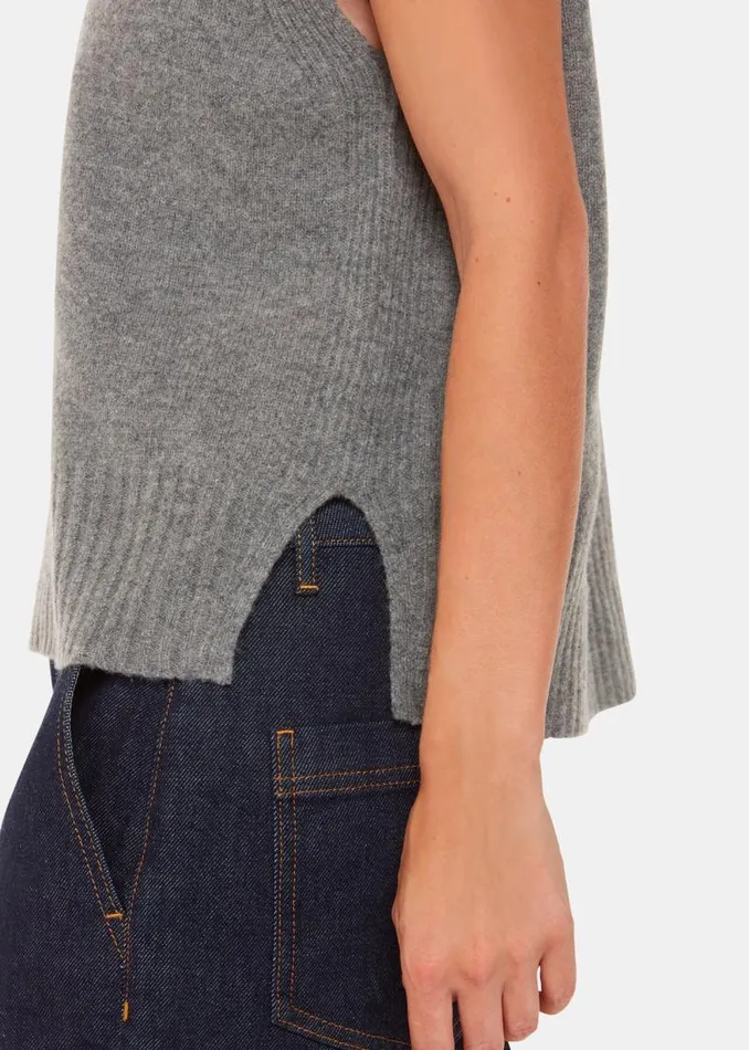 Whistles Sweaters and Cashmere Grey Wool Sleeveless Sweater Vest 8211 Women